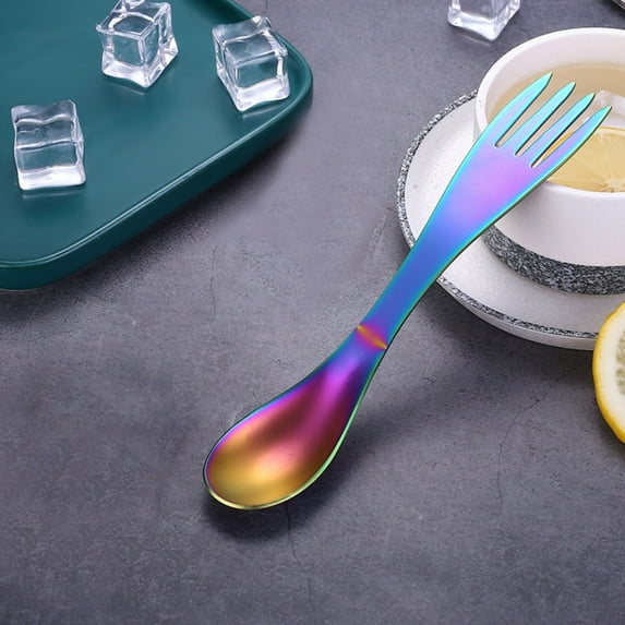 Tableware Set,Multifunctional Spoon Creative Stainless Steel Spoon Fork Dual Purpose Spoon Fork