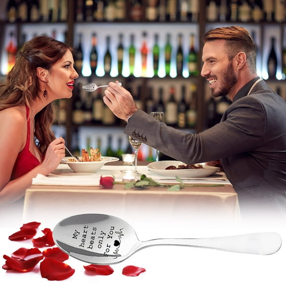 Tableware Set,Wedding Gifts Valentine's Day Stainless Steel Long Handle Spoon Spoon Tableware Spoon Personalized Gift Spoo