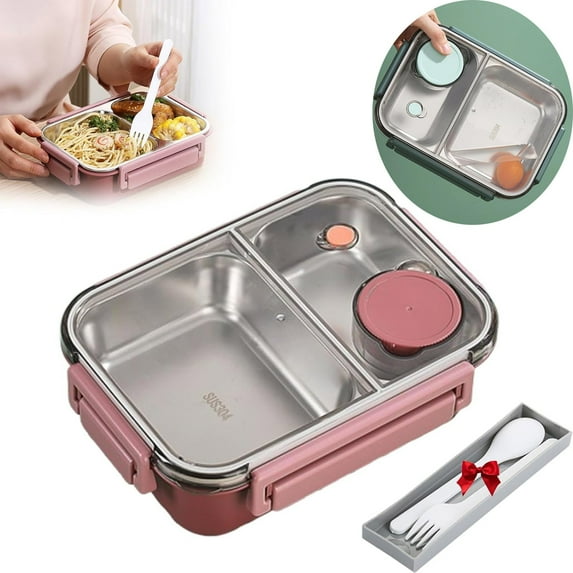 Tableware Stainless Steel Bento Lunch Container Portable Leakproof Stackable Large Capacity Dishwasher with Divided Compartments for Adults
