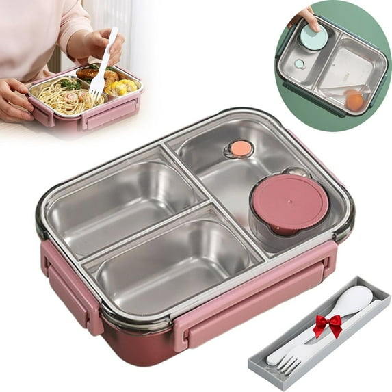 Tableware Stainless Steel Bento Lunch Container Portable Leakproof Stackable Large Capacity with Divided Compartments for Adults