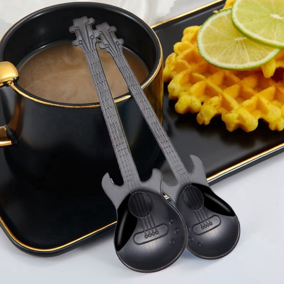 Stainless Steel Guitar Shaped Coffee Stirring Spoon Unique Musical Bar Utensil for Drinks and Small Idea