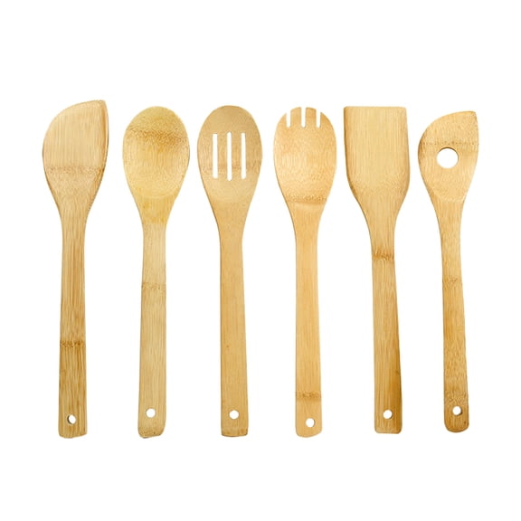 Tableware Wooden Cooking Utensils Set 6-Piece Organic Large 115 Inch Spoon Fork Turner Kitchen Tools for Everyday Cooking and Gourmet Meals, 30cmx6cm, Khaki