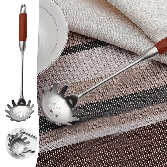 Tableware2 - Stainless Steel Spoon Set for Pasta Server Fork Tongs Spatula Strainer Cooking Spoon Kitchen Accessory Holder