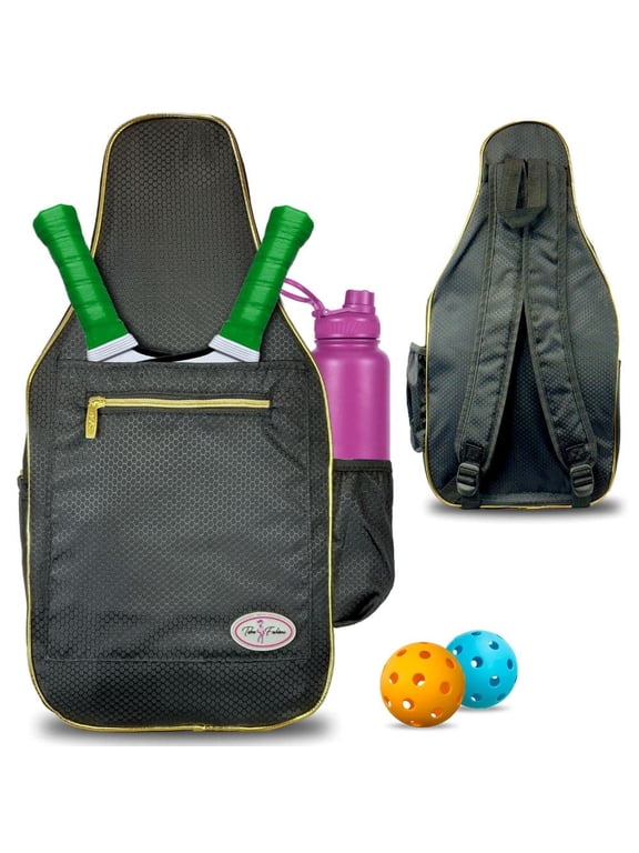 Women's Pickleball Backpack Pickleball Bag Front Pocket for Paddles, Padded Straps, Water Bottle Holder (Gold Luxe)
