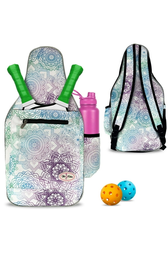 Women's Pickleball Backpack Pickleball Bag Front Pocket for Paddles, Padded Straps, Water Bottle Holder (Mandala Dreams)
