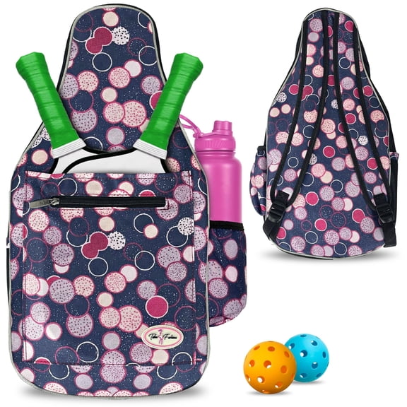 Taboo Fashions Women's Pickleball Backpack Pickleball Bag Front Pocket for Paddles, Padded Straps, Water Bottle Holder (Poppin' Bottles)