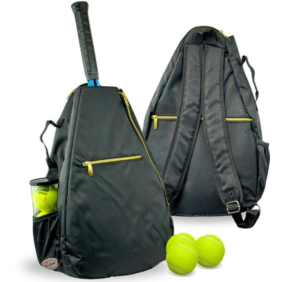 Taboo Fashions Womens Tennis Backpack Ladies Tennis Bag Holds Two Racquets, Padded Straps and Side Carry Handle (Gold Luxe)