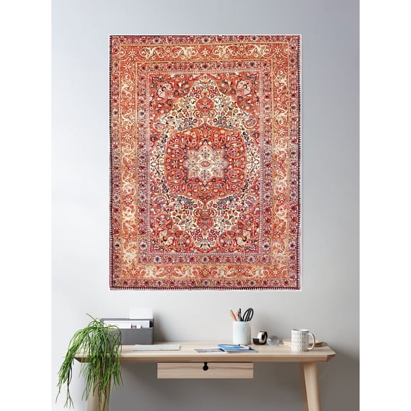 Tabriz Azerbaijan Northwest Persian Rug Print Poster Wall Art, Modern Wall Decor For Living Room Bedroom, 16x24 UNFRAMED