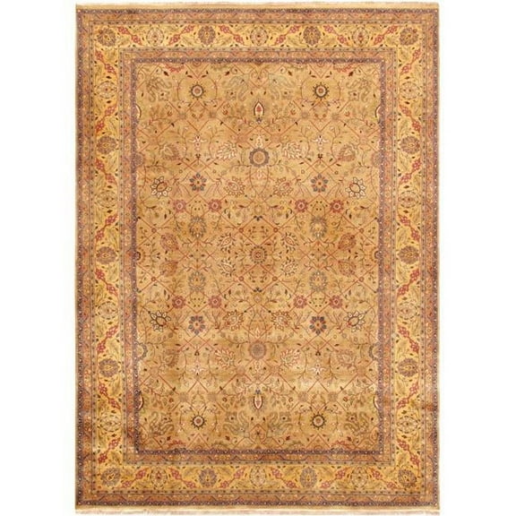 Tabriz Collection Hand-Knotted Lambs Wool Area Rug, Yellow - 7 ft. 11 in. x 10 ft.