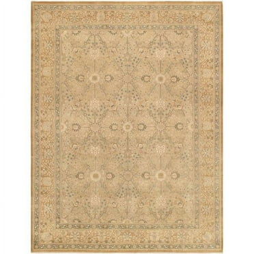 Tabriz Collection Hand-Knotted Lambs Wool Area Rug, Yellow - 8 ft. 11 in. x 11 ft. 10 in.