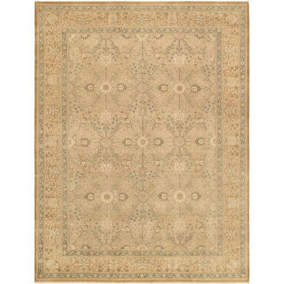 Tabriz Collection Hand-Knotted Lambs Wool Area Rug, Yellow - 8 ft. 11 in. x 11 ft. 10 in.
