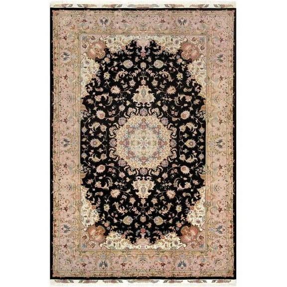Tabriz Colletion Hand-Knotted Silk & Wool Area Rug- 6' 6' X 9' 9'
