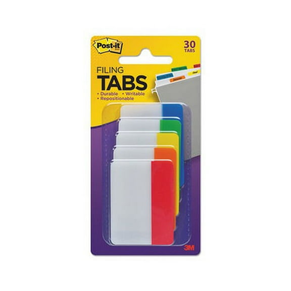 Tabs 1/5-Cut Tabs 1/5-Cut Tabs, Assorted Primary Colors, 2" Wide, 30/Pack