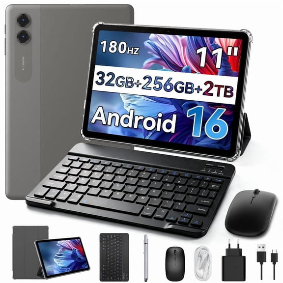 TABWEE 11" Android 16 AI Tablet with Keyboard, 32GB RAM 256GB ROM, 8000mAh Battery, Widevine L1 for Netflix/HD Streaming, Octa-Core Processor, 2-in-1 Laptop for Work, Study & Entertainment