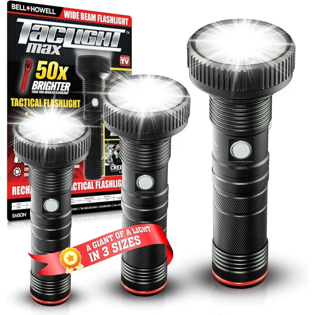 TacLight Max 3 Pcs Tactical Flashlights High Lumens, Rechargeable Led