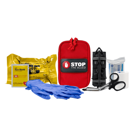 Stop The Bleed Kit, TacMed Solutions – Basic Bleeding Control Red Nylon Pouch, Compact, Easy-to-Use Hemorrhage Control Kit, Emergency First Aid with Tourniquet and Emergency Bandage