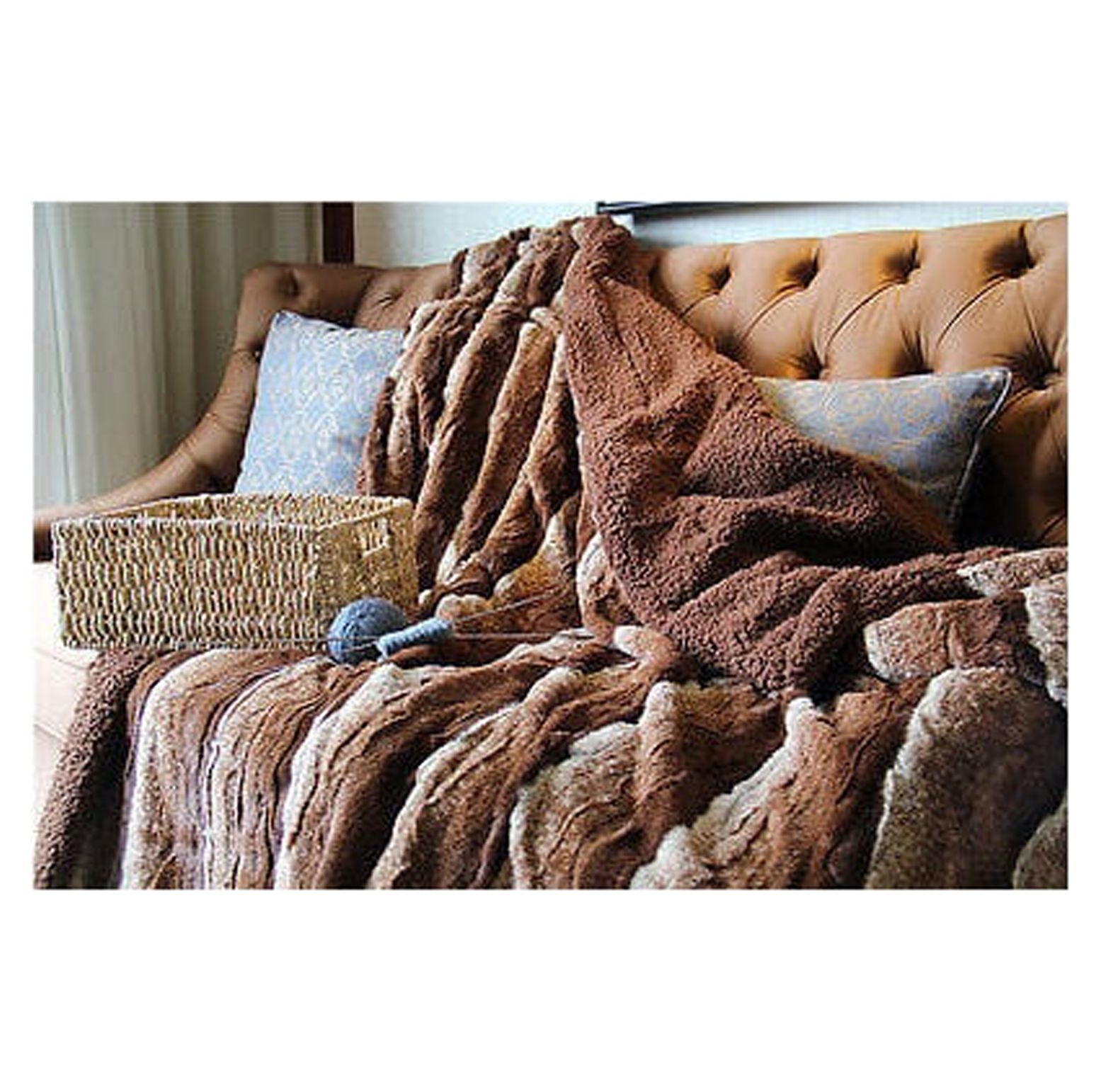 Tache Golden Brown Super Soft Luxury Faux Fur Throw Bed Blanket