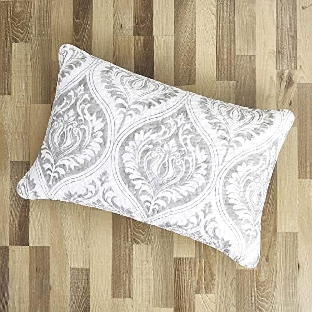 Tache Gray White Ogee Damask Pillow Sham Speckled Heather Grey Moon
