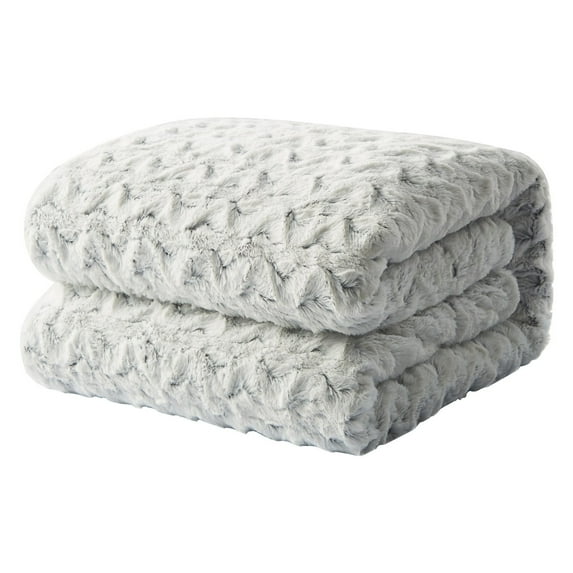 Tache Home Fashion Faux Fur Snowy Owl White Soft Throw Blanket