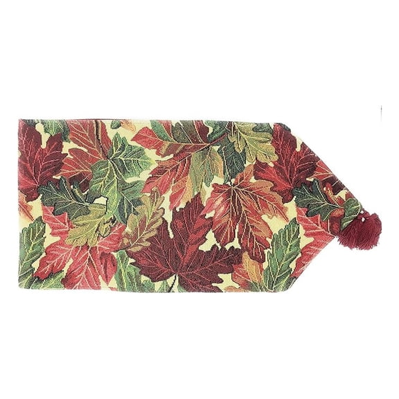 Tache Thanksgiving Leaves Autumn Fall Foliage Vintage Harvest Seasonal Holiday Dcor Kitchen Dining Tapestry Woven Table Runner, 13x120 inch | 10 Feet