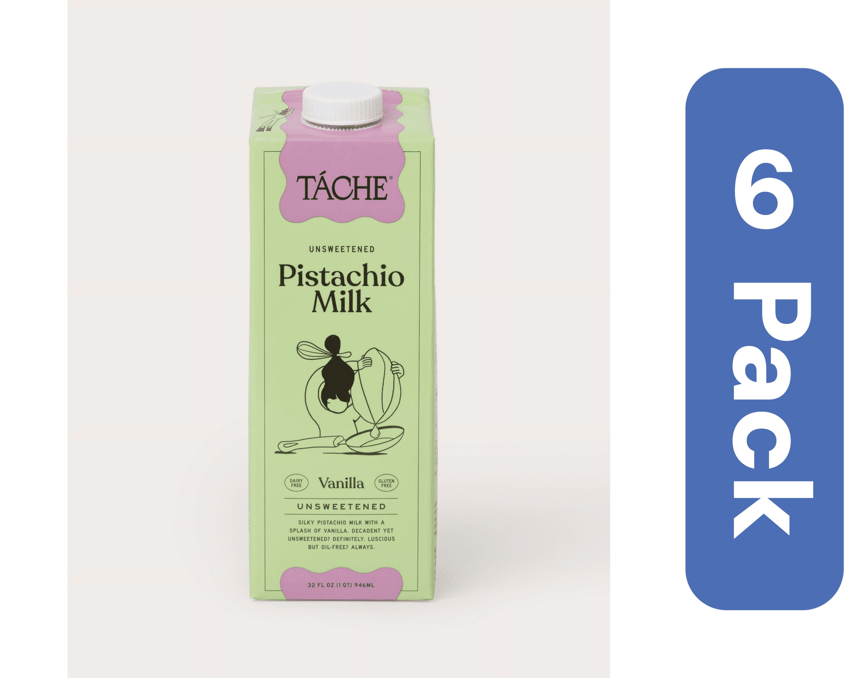 Tache Vanilla Unsweetened Pistachio Milk 32 fl oz (Pack of 6