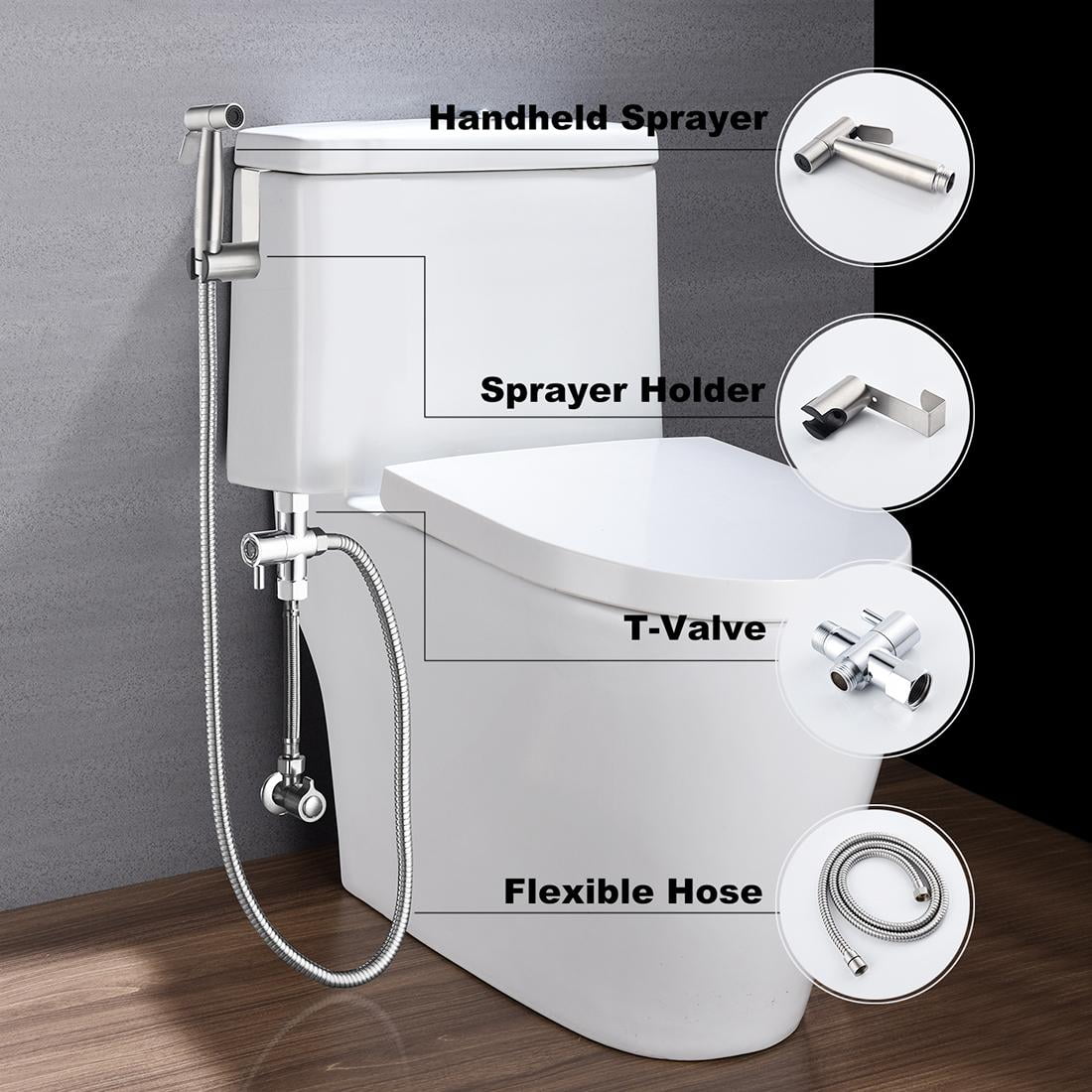 Tachi Silver Stainless Steel Handheld Spray Jet Bidet