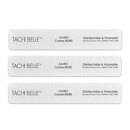 Tachibelle 3 Pcs Premium JAPAN Abrasive Jumbo File 80/80 Coarse Washable Zebra Nail File