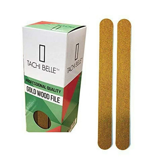 Tachibelle Made in Korea Professional Gold Wood Emery Board Nail File 7" 10 Pcs