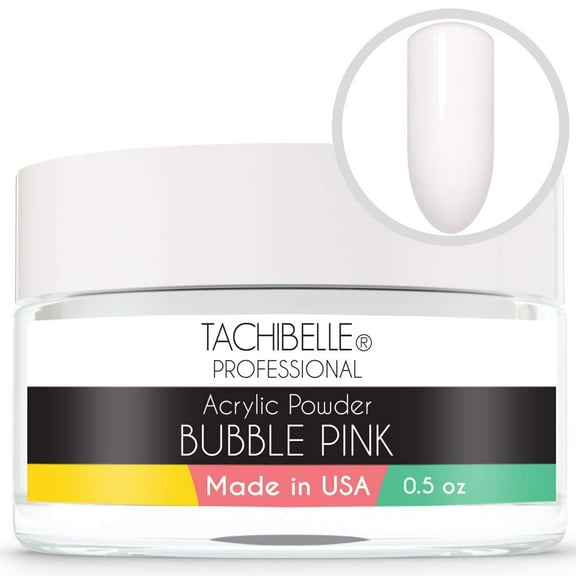 Tachibelle Professional Acrylic Nail System Bubble Pink Acrylic Powder, 0.5 oz. Made in USA. Used in Professional Salons.