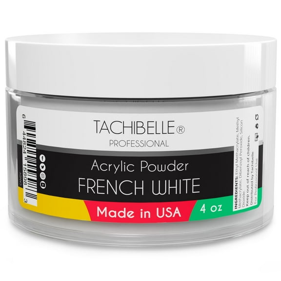 Tachibelle Professional Acrylic Nail System French White Acrylic Powder, 4 oz. Made in USA. Used in Professional Salons.