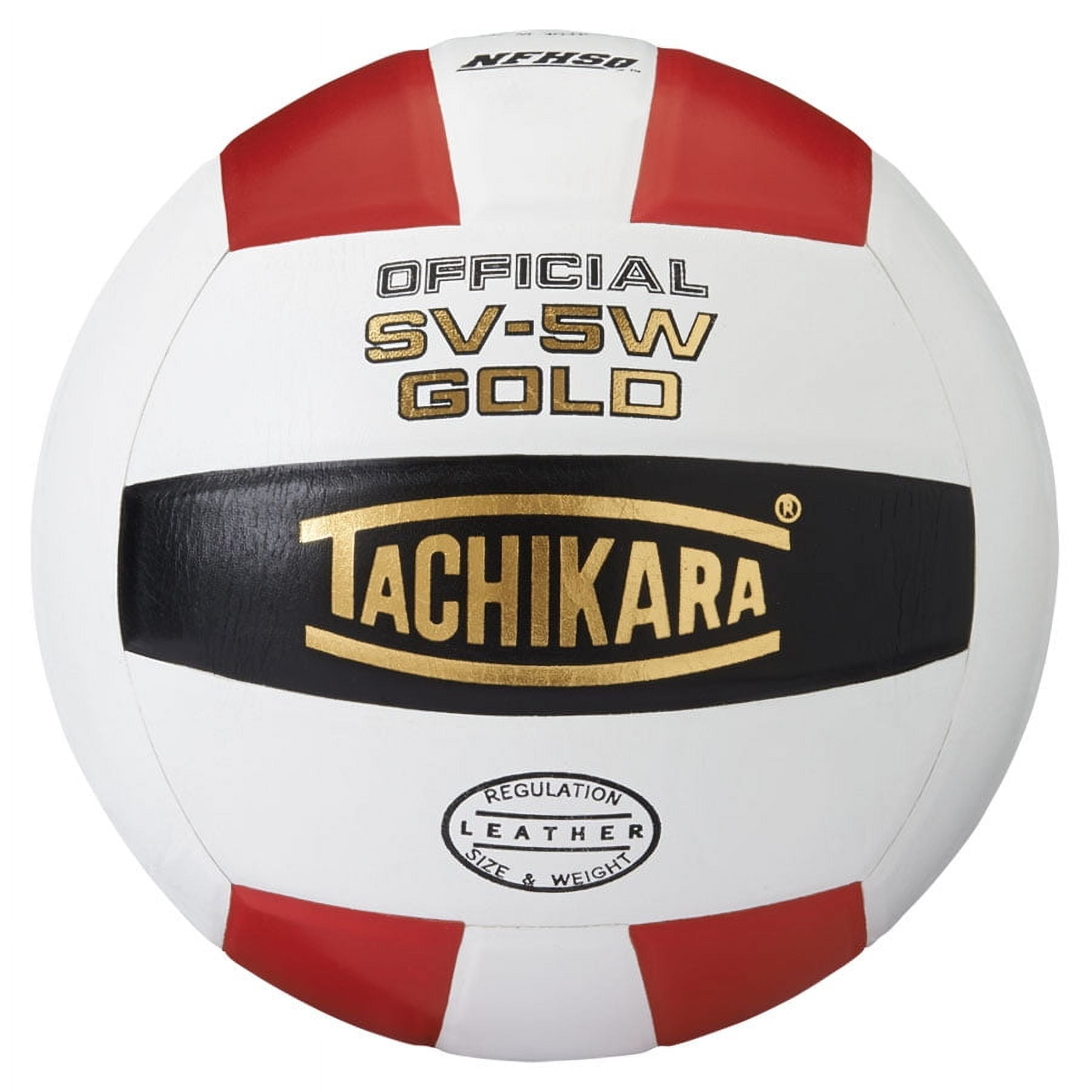 Tachikara Official SV-5W Gold Leather Volleyball, Scarlet/White