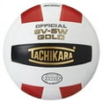 thumbnail image 1 of Tachikara Official SV-5W Gold Leather Volleyball, Scarlet/White/Black, 1 of 2