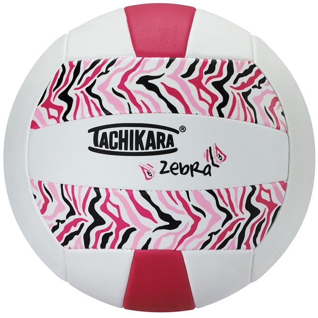 Tachikara SofTec ZEBRA Pattern Volleyball, Hot Pink/White