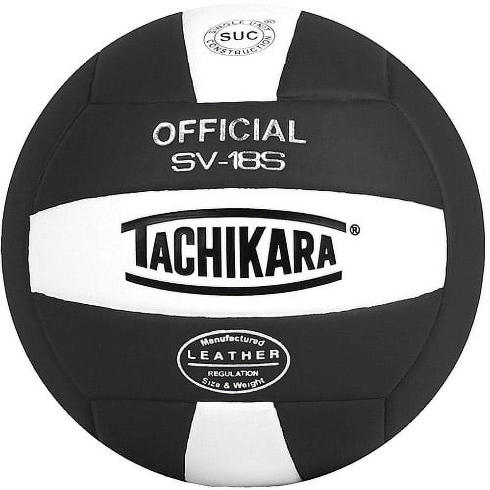 Tachikara SV-18S Composite Leather Volleyball, Black and White,