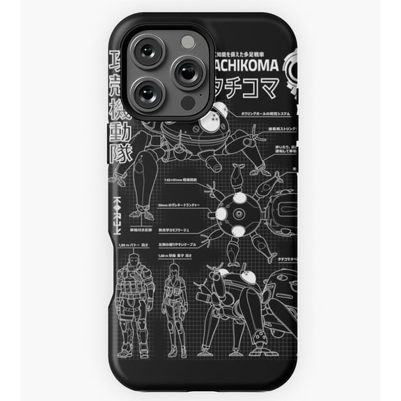 Tachikoma blueprint GITS Anime GA2200 Phone Case for iPhone 11 to 17 Pro Max