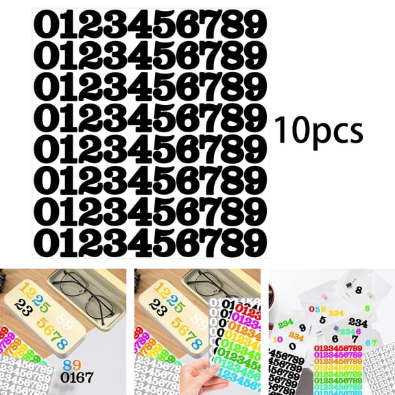 Tachiuwa 0-9 Continuous Number Stickers 800Pcs Water Resistant Easy to Peel Off Sticky Labels Asset Labels for Office Classroom Locker Black