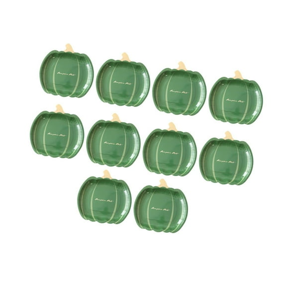 Tachiuwa 10 Pieces Halloween Pumpkin Paper Plates Disposable Tableware for Home Table 9inch Green