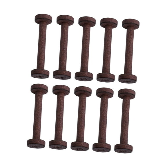 Tachiuwa 10 Pieces Weaving Bobbins Craft Spools Barrel Spools Textile Pom Ribbon Craft Supplies Wooden Spools for Crafts Wooden Spools Brown