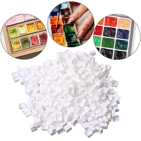Tachiuwa 100 Pieces Empty Watercolor Half Pans Paint Half Pans Art Supplies Pallet Pans Boxes for Art Drawing Oils Palette Clear 1.5x1.9x0.5cm