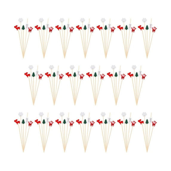 Tachiuwa 100Pcs Christmas Cocktail Picks Appetizer Picks 4.7 inch Cocktail Sticks Fruit Picks Christmas Food Picks for BBQ Drinks Cake