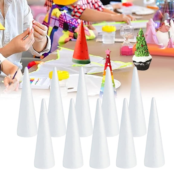 Tachiuwa 10Pcs Craft Foam Cones Foam Tree Cones Handmade Decorations Polystyrene Cones for Festival Wedding Party Celebration Modeling 7cmx2.3cm