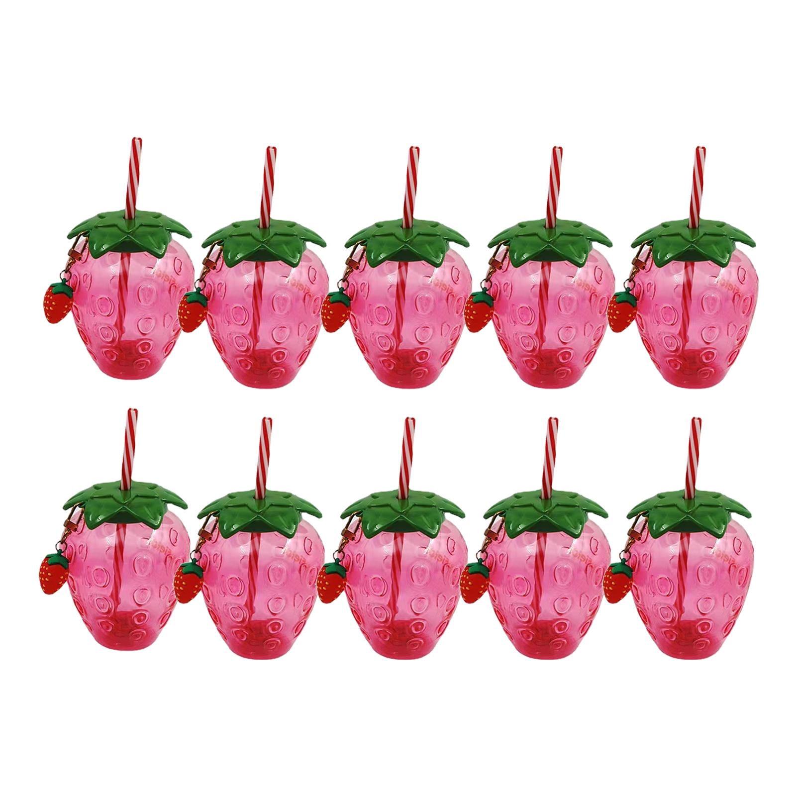 Tachiuwa 10x Strawberry Sippy Cup with Straw for Kids for Hawaiian Household Birthday Pink Keychain