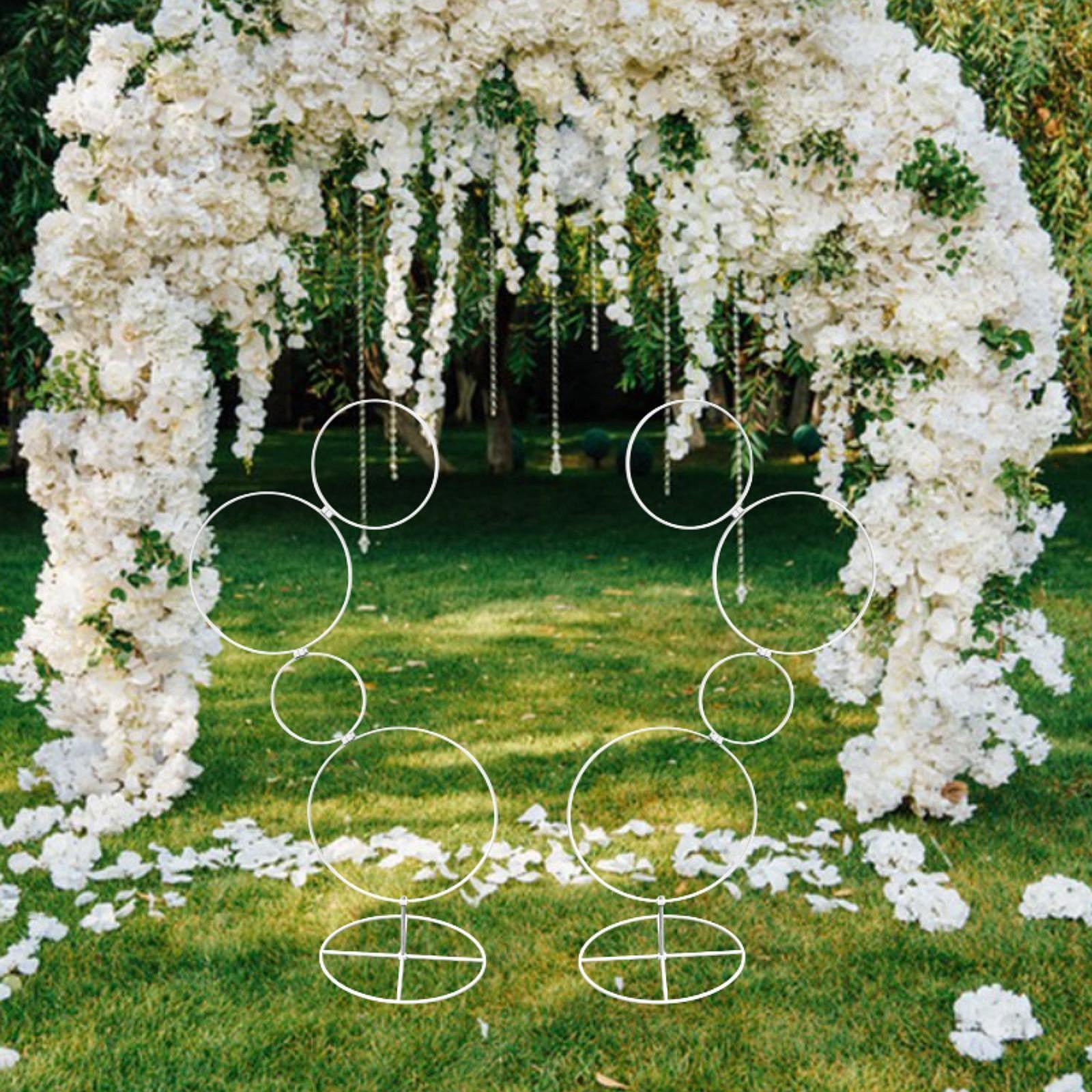 Tachiuwa 2 Pieces Flower Display Stand Round Backdrop Rack Outdoor ...