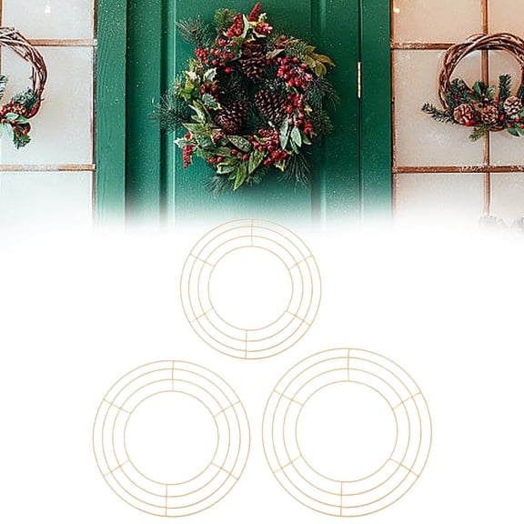 Tachiuwa 3 Pieces Wreath Frame Metal Round Wreath Form Iron Circle Flower Arrangement Floral Crafts for Holiday Thanksgiving Christmas