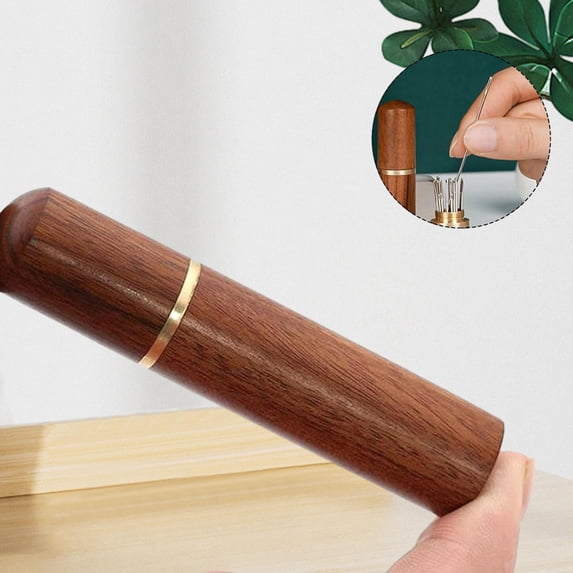 Tachiuwa 30 Pieces Large Eye Darning Pins with Wood Storage Box Crafting Tool DIY Handcrafts Making Hand Embroidery Yarn Knitting Pins