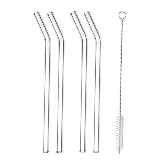 Tachiuwa 3x4 Pieces Glass Straws Long Glass Smoothie Straws for Picnics Home