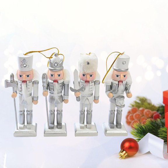 Tachiuwa 4 Pieces Nutcracker Figurine Pendant Christmas Nutcracker Figure Christmas Decoration Hanging for Home Christmas Tree Bedroom