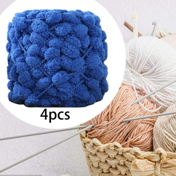 Tachiuwa 4 Rolls Pompom Chunky Arm Knitting Polyester Weight Yarn Giant Yarn for Tapestry Throw Pillow Blanket Scarf Cushion Blue