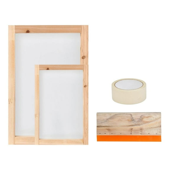 Tachiuwa 4Pcs Screen Print Tool Start Set DIY Handcrafts Supplies Easy to Use Screen Printing Toolkit for T-shirt Tablecloth Beginners