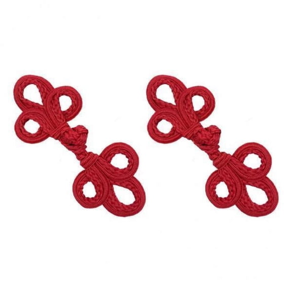 Tachiuwa 4xChinese Knot Frog Buttons Chair Cover Buttons 2Pcs for Coats Outfit Cardigan Red
